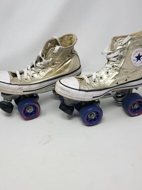 Converse Gold Metallic High-Top Roller Skate Sneakers